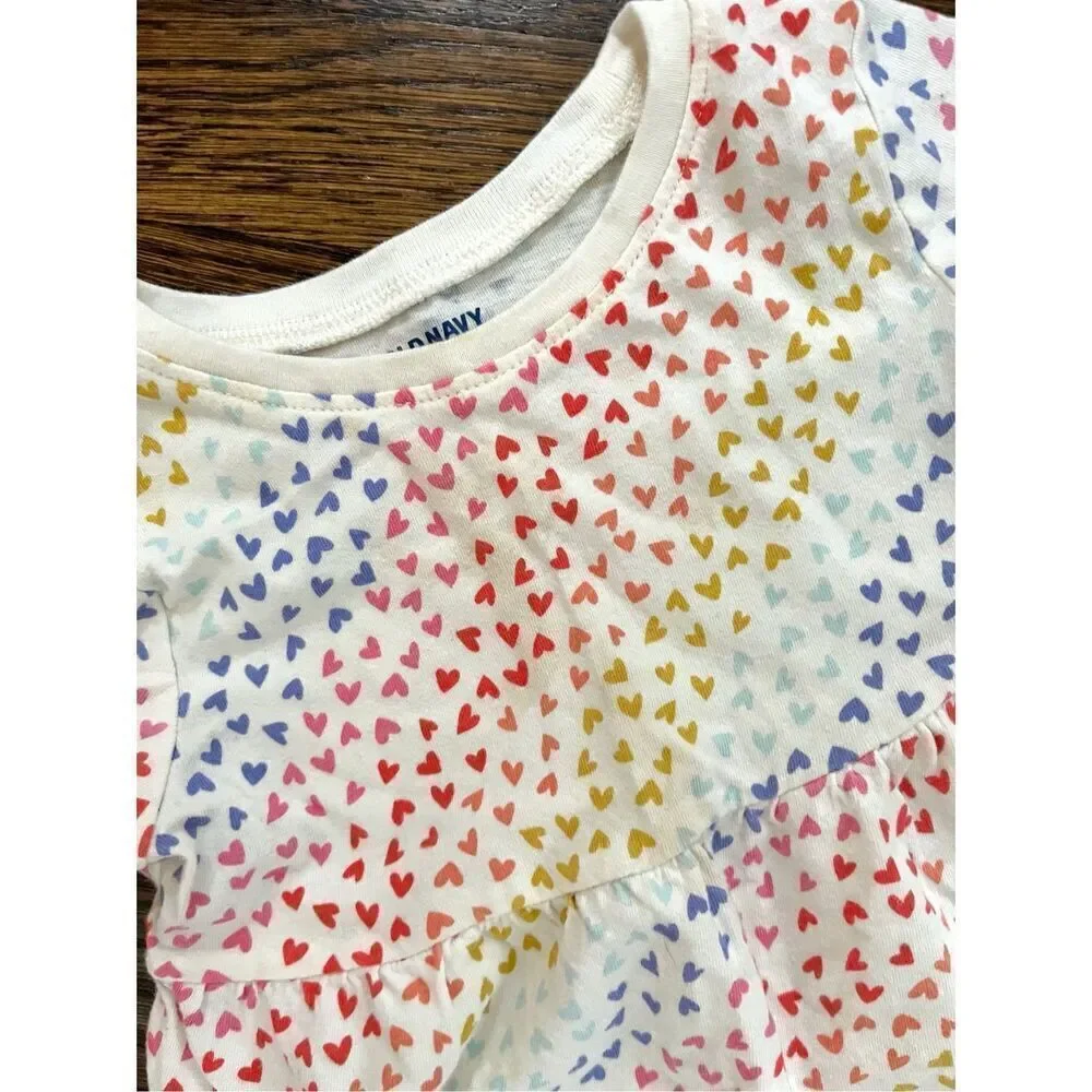 OLD NAVY Toddler Girls 18-24 Months Valentine Rainbow Heart Print Knit Dress BUY
